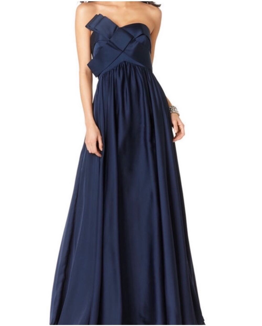 JS Collections Strapless Ribbon Bow Maxi Dress Satin Formal Wedding Guest Gown